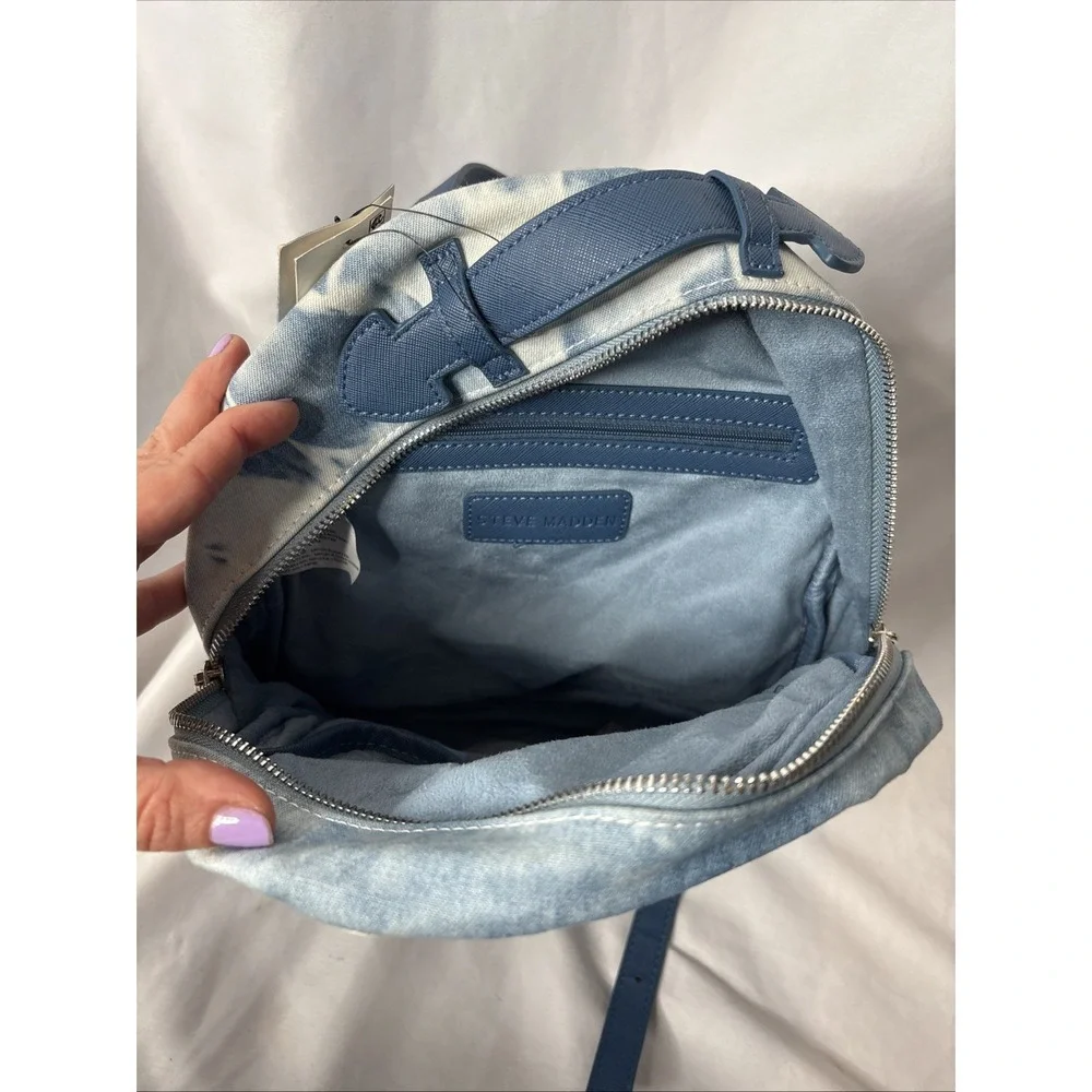 Steve Madden Bjosie Tie Dye Small‎ Backpack Youth Denim Blue White NEW